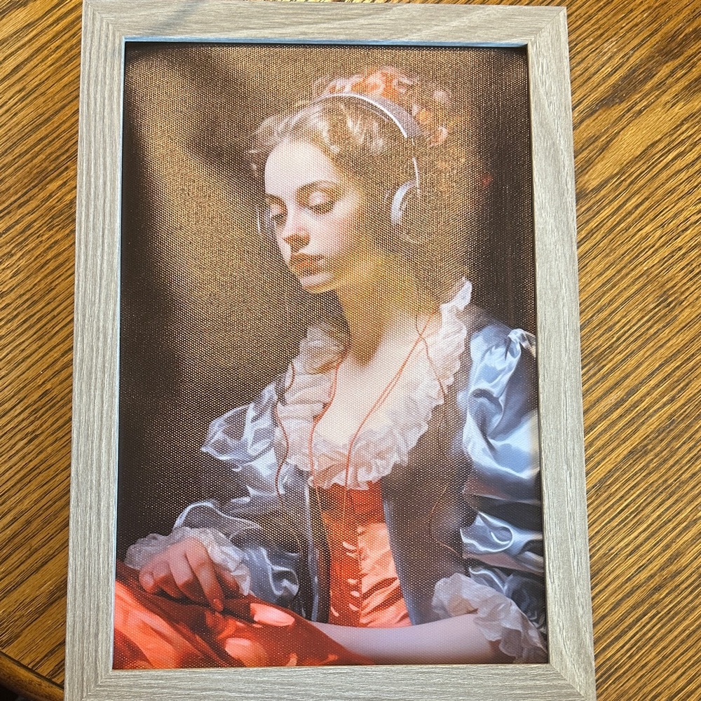 Framed Art Print with Headphones